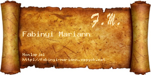 Fabinyi Mariann névjegykártya